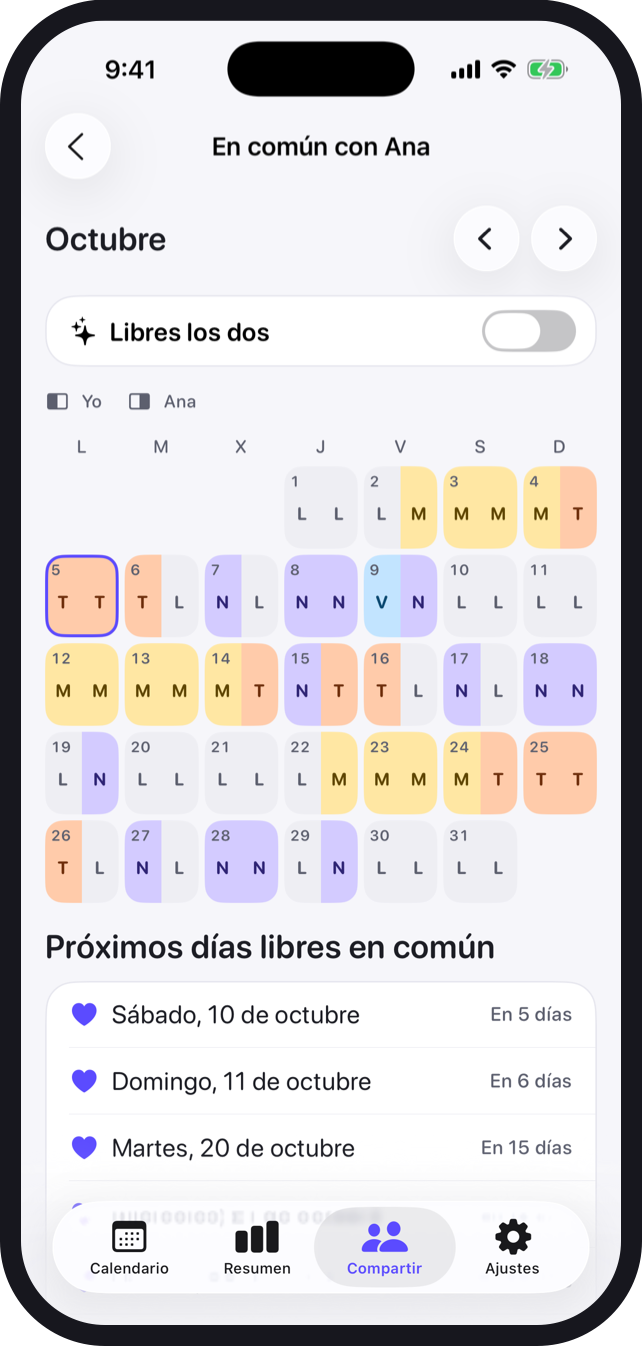 Días libres en común